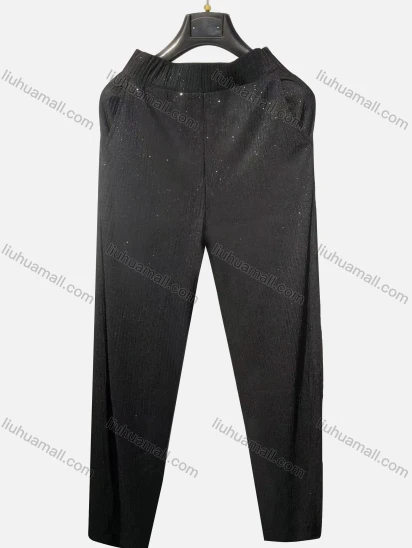 Wholesale Women's Straight Leg Shirred Plain Elastic Waist Ankle Length Causal Pant