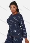 Wholesale Women's Letter Graphic Round Neck Long Sleeve Sweatshirt 2 Piece Set - Liuhuamall