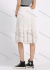 Wholesale Women's Chiffon Plain Embroidery Lace Layered Ruched Knee Length Skirt - Liuhuamall