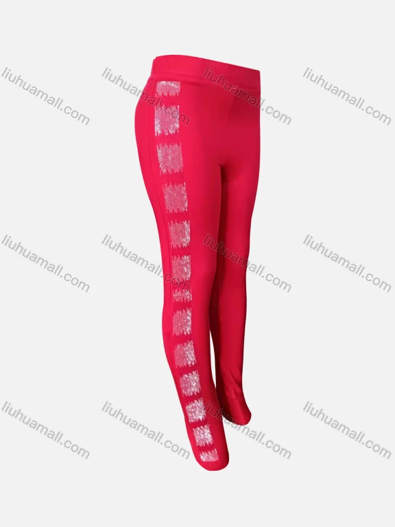 Wholesale Women's Casual High Waist Rhinestone Retro Patterns Leggings