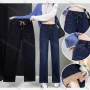 Wholesale Women's Casual Plain Elastic Waist Drawstring Fleece Lined Jeans preview