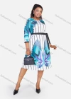 Wholesale Women's Plus Size Floral & Striped Print High Waist Slim Fit Knee Length Dress With Belt - Liuhuamall