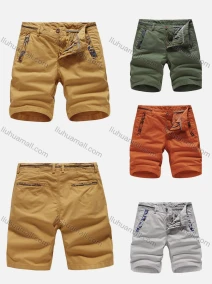 Wholesale Men's Casual Pockets Zipper Fly Plain Striped Trim Short Cargo Pant, LIUHUA CLOTHING WHOLESALE