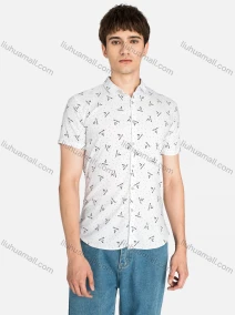 Wholesale Men's Casual Short Sleeve Collared Allover Print Button Down Shirts, LIUHUA CLOTHING WHOLESALE