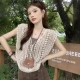 Wholesale Hollow-out crochet V-neck vest knitwear women's summer new design short outer sun protection sleeveless top Beige Clothing Wholesale Market Liuhua