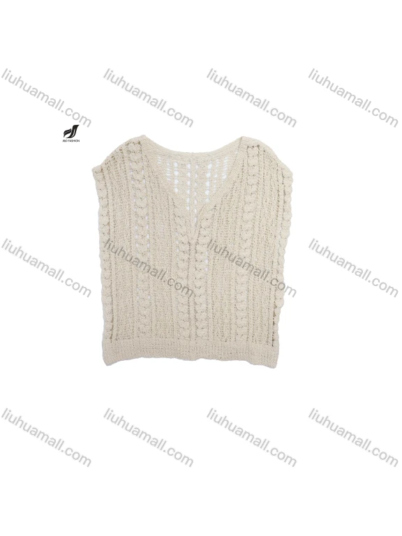 Wholesale Hollow-out crochet V-neck vest knitwear women's summer new design short outer sun protection sleeveless top