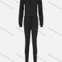 Wholesale Women's Casual Long Sleeve Drawstring Top & Plain Skinny Pants Set preview