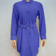 Women's Casual Long Sleeve Collared Button Down Buckled Belt Shirt Dress 7# Clothing Wholesale Market -LIUHUA