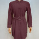 Women's Casual Long Sleeve Collared Button Down Buckled Belt Shirt Dress 20# Clothing Wholesale Market -LIUHUA