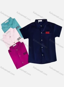 Wholesale Boy's Casual Plain Label Short Sleeve Shirt, LIUHUA CLOTHING WHOLESALE