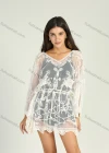 Wholesale Women's Plain Bell Sleeve Embroidered Lace Bikini Cover Up - Liuhuamall