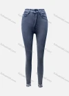 Wholesale Women's Casual Plain Multiple Pockets Metal Ring Decor Frayed Raw Hem Skinny Jeans 4209# - Liuhuamall