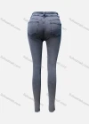 Wholesale Women's Casual Plain Multiple Pockets Metal Ring Decor Frayed Raw Hem Skinny Jeans 4209# - Liuhuamall