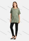 Wholesale Woman's Casual Round Neck Short Sleeve Sequin Floral Print Drawstring Plain Tunic - Liuhuamall