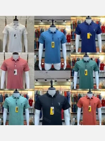 Wholesale Men's Casual Short Sleeve Embroidery Label Button Front Polo Shirts, LIUHUA CLOTHING WHOLESALE