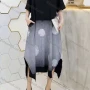 Wholesale Women's Casual Half Sleeve Round Neck Splicing Two Tone Hanky Hem Polka Dot Midi Dress preview
