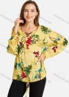 Wholesale Woman's Casual Round Neck Button Front Long Sleeve Floral Print Tunic - Liuhuamall
