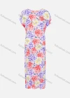 Wholesale Women's Round Neck Batwing Sleeve Floral Print Maxi Dress - Liuhuamall