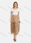 Wholesale Women's Elastic Waist Heart Print Layered Ruffle Hem Maxi Skirt - Liuhuamall