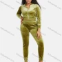 Wholesale Women's Casual Long Sleeve Back Rhinestone Print Suede Zipper Crop Jacket & Sweatpants Sets preview
