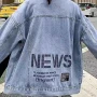 Wholesale Women's Fashion Long Sleeve Back Letter Embroidery Distressed Denim Jacket preview