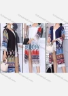 Wholesale Women's Linen Long Sleeve Fringe Hem Boho Folkloric Print Midi Cardigan - Liuhuamall