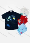 Wholesale Boy's Casual Letter Print Short Sleeve Shirt - Liuhuamall