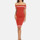 Women's Causal Off Shoulder Bodycon Striped Dress 1# Clothing Wholesale Market -LIUHUA