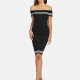 Women's Causal Off Shoulder Bodycon Striped Dress 2# Clothing Wholesale Market -LIUHUA