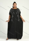 Wholesale Women's African Plus Size Vintage Round Neck Robe Batwing Sleeve Floral Embroidery Plain Kaftan Dress - Liuhuamall