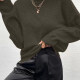 Women's Plain Loose Fit Mock Neck Drop Shoulder Pullover Knitted Sweater A723 Clothing Wholesale Market -LIUHUA