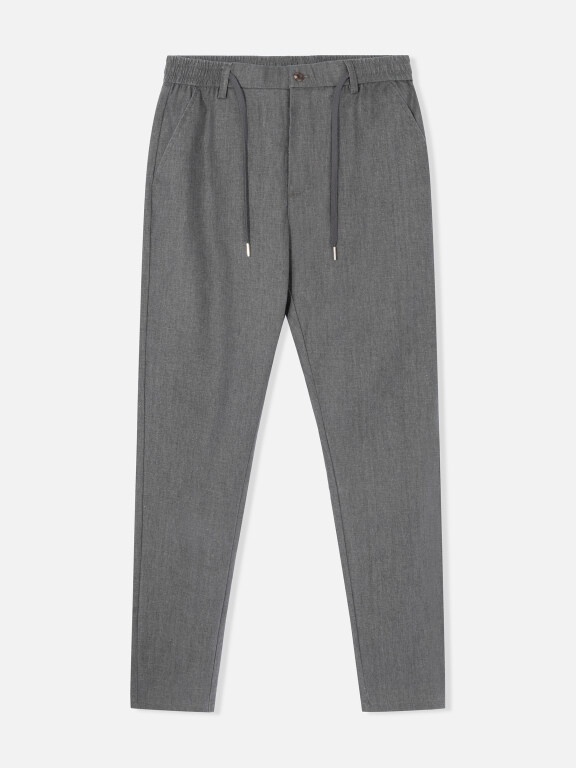 Men's Casual Drawstring Button Closure Plain Pants, Clothing Wholesale Market -LIUHUA, Pants