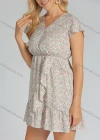 Wholesale Women's Casual V Neck Cap Sleeve Short Wrap Ditsy Floral Dress - Liuhuamall