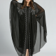 Women's Arabic Dubai V Neck Glamorous Rhinestone Muslim Islamic Cover Up Cardigan With Scarf Black Clothing Wholesale Market -LIUHUA