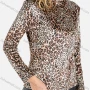 Wholesale Women's Fashion Mock Neck Long Sleeve Allover Leopard Print Top preview