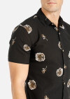 Wholesale Men's Casual Slim Fit Short Sleeve Floral Print Button Down Shirt - Liuhuamall