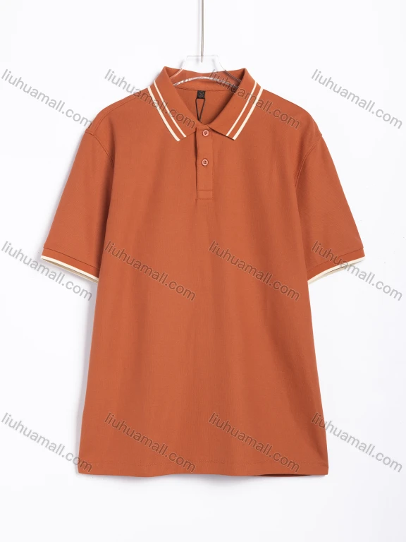 Wholesale Men's Casual Striped Collar Short-Sleeve Polo Shirt #2671181-18