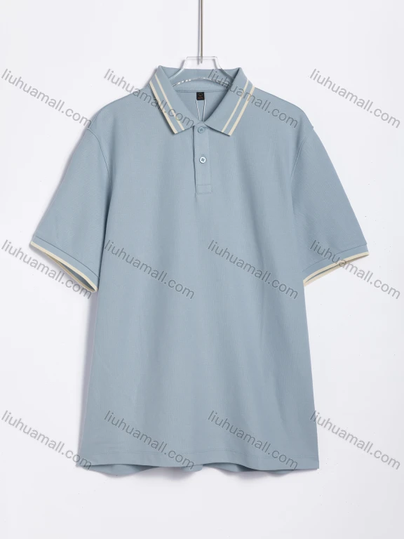 Wholesale Men's Casual Striped Collar Short-Sleeve Polo Shirt #26T1181-9