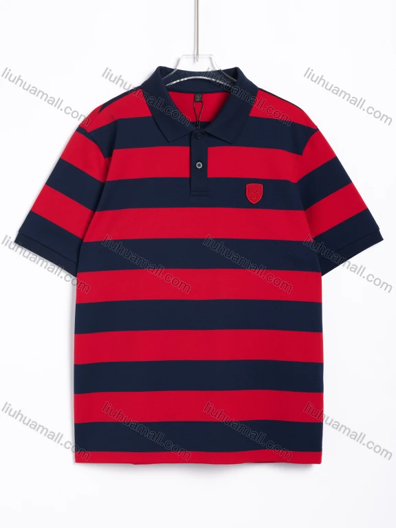Wholesale Men's Casual Striped Short-Sleeve Polo Shirt #2672205-3