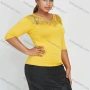 Wholesale Women's Elegant V Neck Plain Embroidery Half Sleeve Round Neck Blouse preview