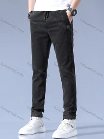 Wholesale Men's Casual Drawstring Sewing Label Plain Straight Leg Pants, LIUHUA CLOTHING WHOLESALE