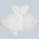 Girls Lovely V Neck Cap Sleeve 3D Floral Bowknot Rhinestone Tiered Ruffle Trim Dress White Clothing Wholesale Market -LIUHUA