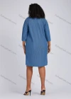 Wholesale Women's Casual Bateau Neck Split Side Knee Length Denim Dress 1693# - Liuhuamall