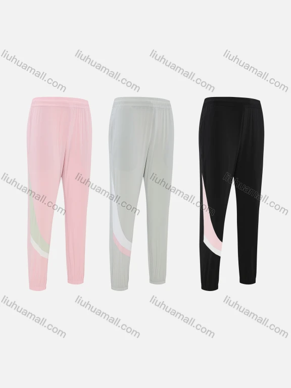 Wholesale Women's Athletic Workout Striped Elastic Waist Joggers CKW21006#
