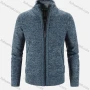 Wholesale Men's Casual Stand Collar Long Sleeve Full Zip Plain Chunky Knit Jackets preview