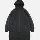 Men's Casual Oversized Letter Print Zip Up Hooded Trench Coat Black Clothing Wholesale Market -LIUHUA
