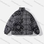 Wholesale Men's Fashion Long Sleeve Stand Collar Splicing Paisley Print Puffer Coat 919# preview