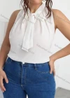Wholesale Women's Casual Plain Tie Neck Tank Top - Liuhuamall