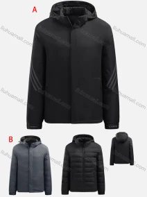 Wholesale Men's Casual Striped Hooded Zipper Pockets Thermal Lined Coat A2208#, LIUHUA CLOTHING WHOLESALE
