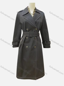 Wholesale Women's Casual Plain Lapel Long Sleeve Double Breasted Trench Coat With Belt, LIUHUA CLOTHING WHOLESALE